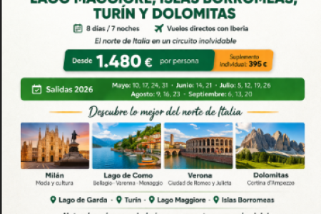 Lago Maggiore, Islas Borromeas, Turín y Dolomitas | TD Viajes