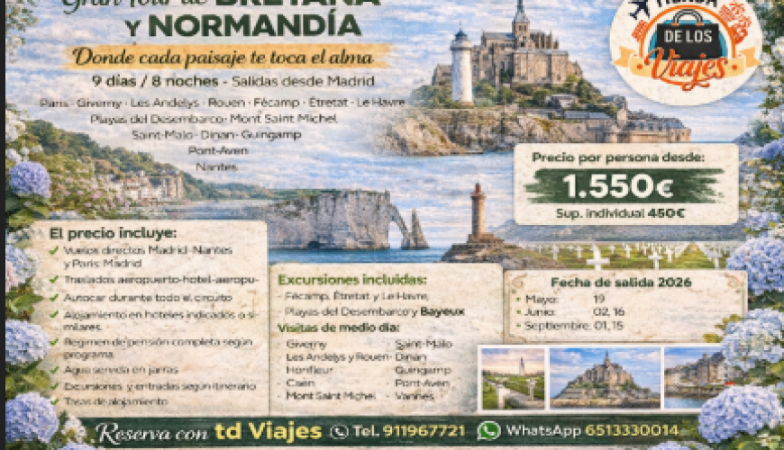 Gran Tour de Bretaña y Normandía: donde cada paisaje te toca el alma