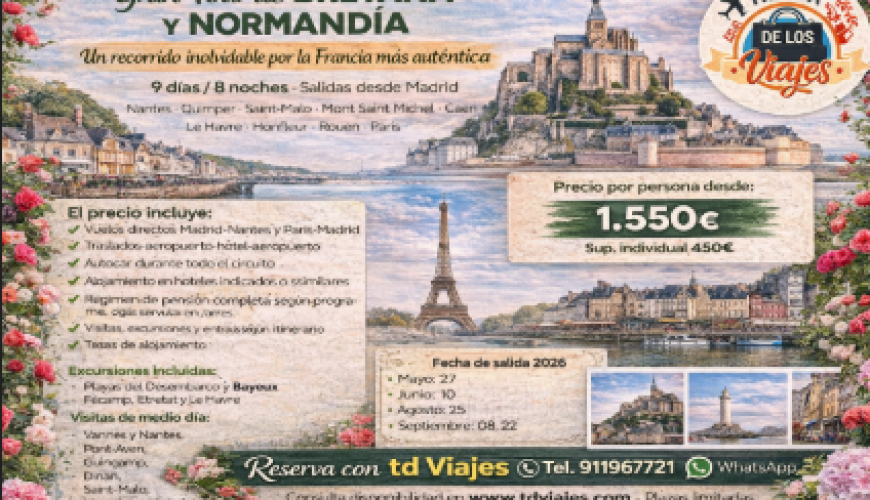 Gran Tour de Bretaña y Normandía: un recorrido inolvidable por la Francia más auténtica