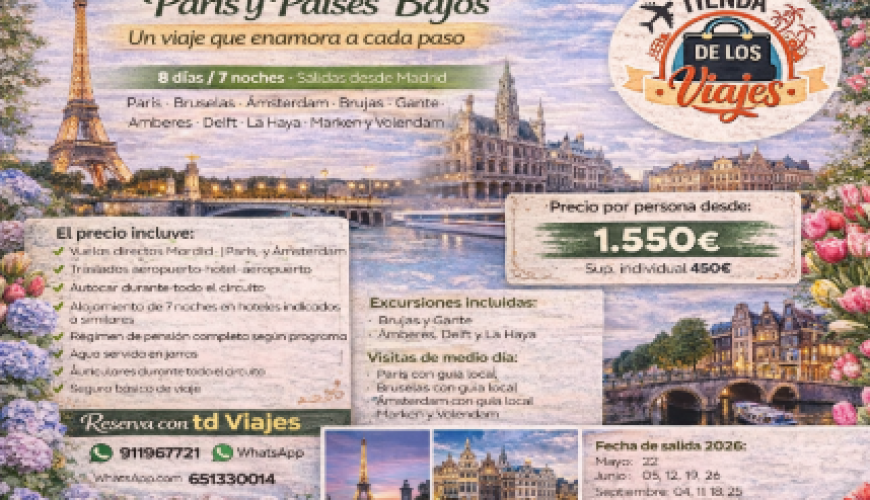 París y Países Bajos: un viaje que enamora a cada paso