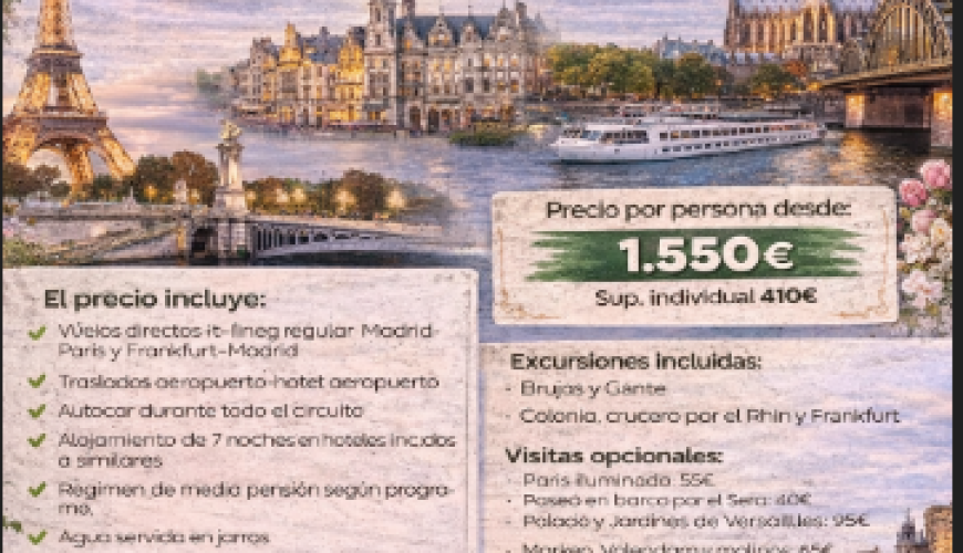 Capitales con encanto y crucero por el Rhin: historia, arte y paisajes fluviales en el corazón de Europa