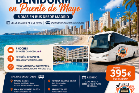 Benidorm en Puente de Mayo desde Madrid: 8 días en bus desde 395€ por persona