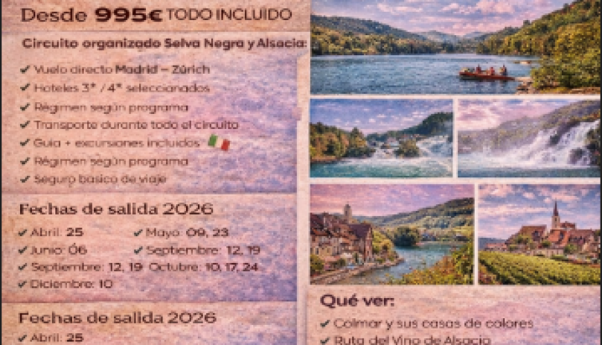 Viaje a la Selva Negra y Alsacia desde Madrid – Circuito organizado 2026