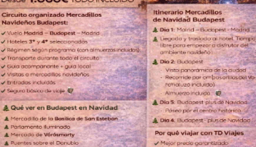 Mercadillos de Navidad en Budapest – Viaje organizado 2026