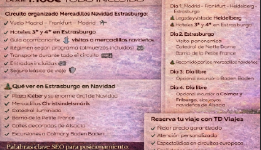 Mercadillos de Navidad en Estrasburgo – Viaje organizado 2026
