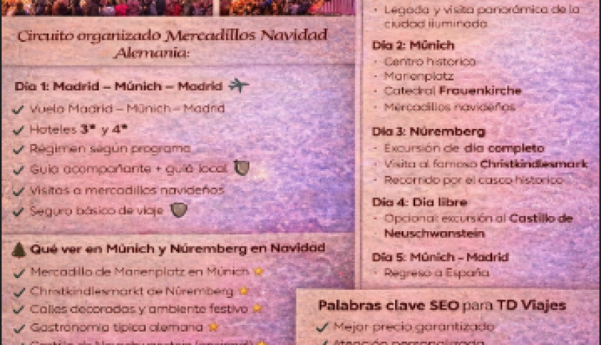 Mercadillos de Navidad en Múnich y Núremberg 2026 – Viaje organizado desde Madrid