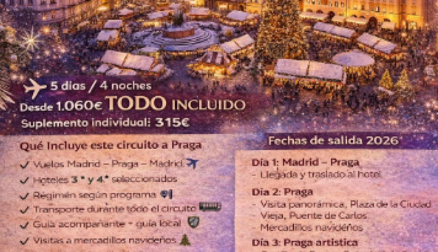 Mercadillos de Navidad en Praga 2026 – Viaje organizado desde Madrid