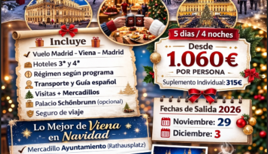 Mercadillos de Navidad en Viena 2026 – Viaje organizado desde Madrid