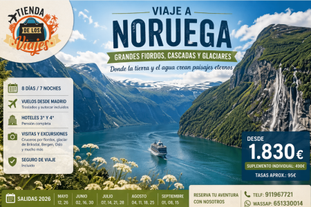 Viaje a Noruega: Grandes Fiordos, Cascadas y Glaciares 2026