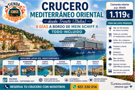 Crucero Mediterráneo Oriental desde Trieste con Todo Incluido | Oferta 2026-2027 con TD Viajes