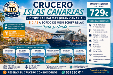 Crucero por las Islas Canarias desde Las Palmas 2026-2027 | Todo Incluido con TD Viajes