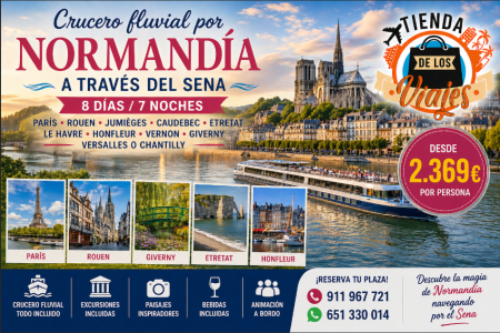 Crucero fluvial por Normandía y el Sena: París, Rouen, Honfleur y Giverny con TD Viajes