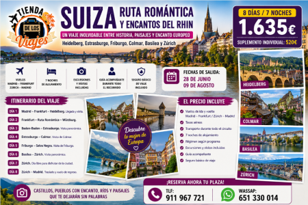 Viaje a Suiza, Ruta Romántica y Encantos del Rin con TD Viajes