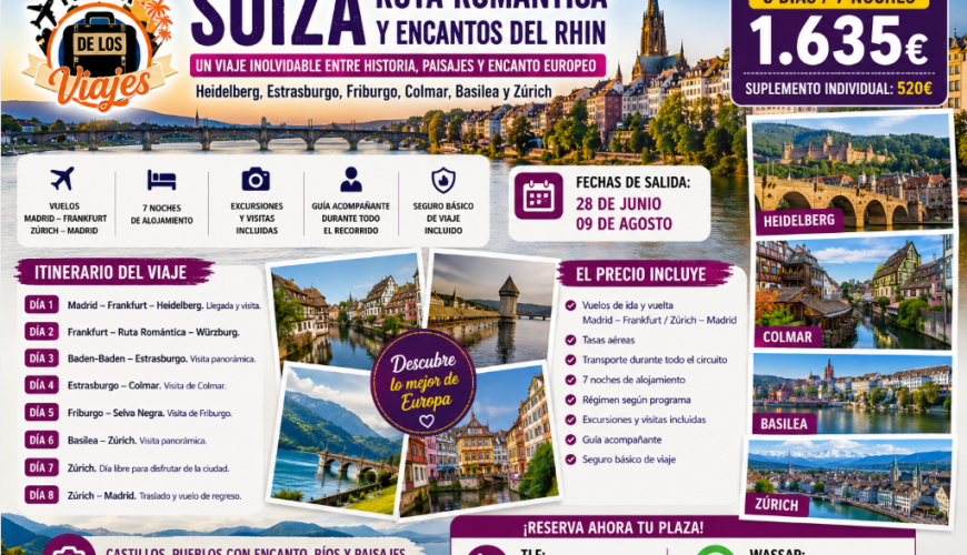 Viaje a Suiza, Ruta Romántica y Encantos del Rin con TD Viajes