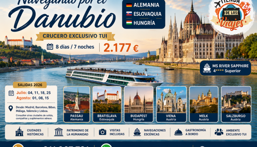 Navegando por el Danubio 2026: Crucero Fluvial por Alemania, Eslovaquia, Hungría y Austria