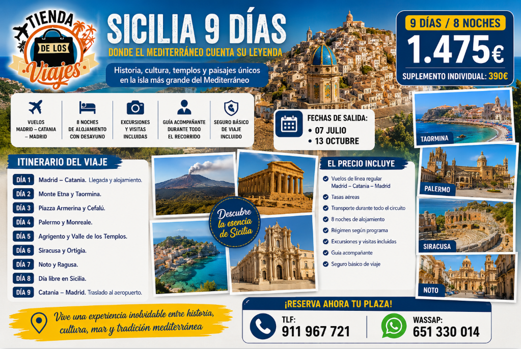 Viaje a Sicilia en 9 Días: Historia, Cultura y Mediterráneo con TD Viajes