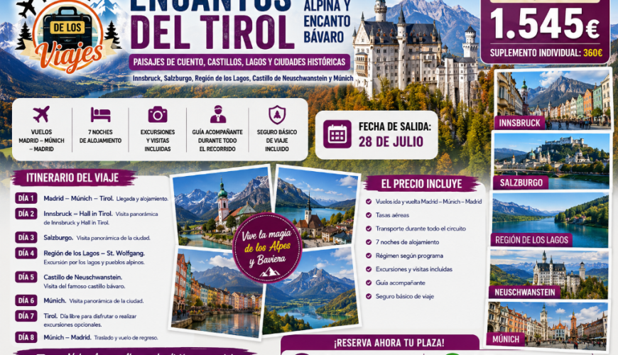Viaje a Encantos del Tirol: Paisajes Alpinos, Castillos y Ciudades Históricas con TD Viajes