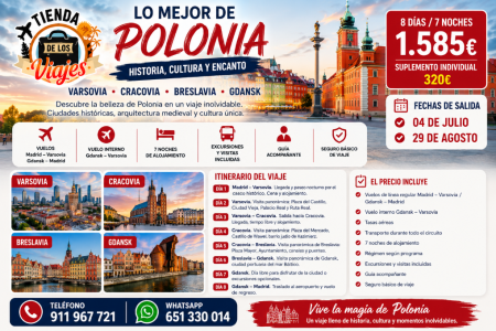 Viaje a Polonia: Varsovia, Cracovia, Breslavia y Gdansk con TD Viajes