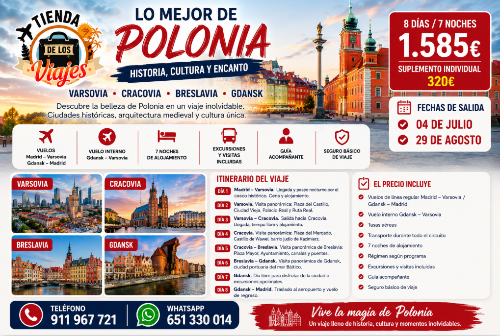 Viaje a Polonia: Varsovia, Cracovia, Breslavia y Gdansk con TD Viajes