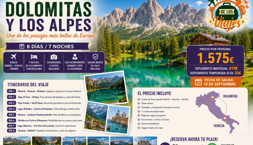 Viaje a los Dolomitas y los Alpes: Naturaleza, Lagos y Montañas de Ensueño con TD Viajes