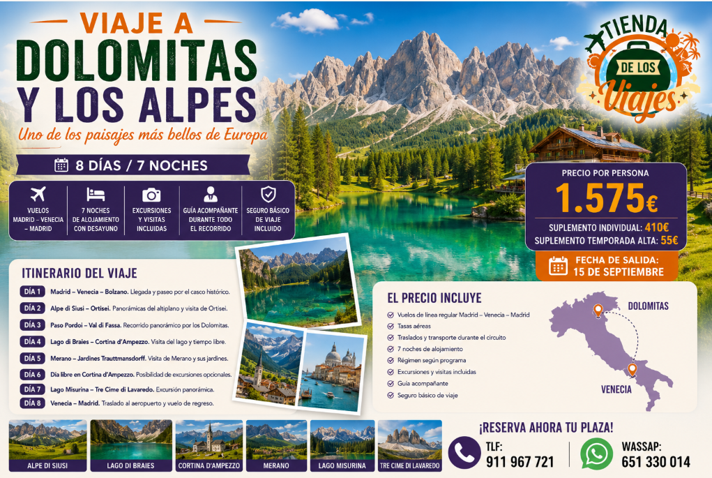 Viaje a los Dolomitas y los Alpes: Naturaleza, Lagos y Montañas de Ensueño con TD Viajes