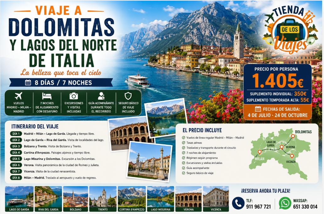 Viaje a los Dolomitas y Lagos del Norte de Italia: Naturaleza y Paisajes Inolvidables con TD Viajes