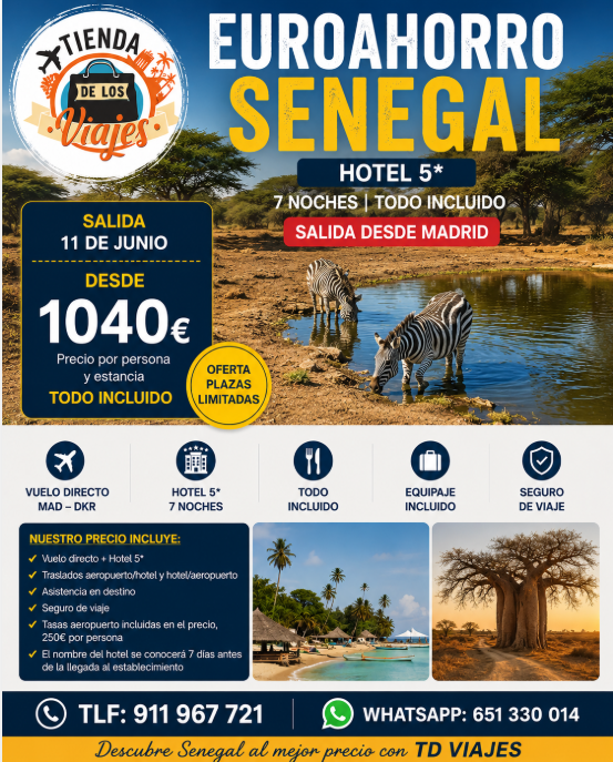 Euroahorro Senegal: Vacaciones Todo Incluido en Senegal desde Madri