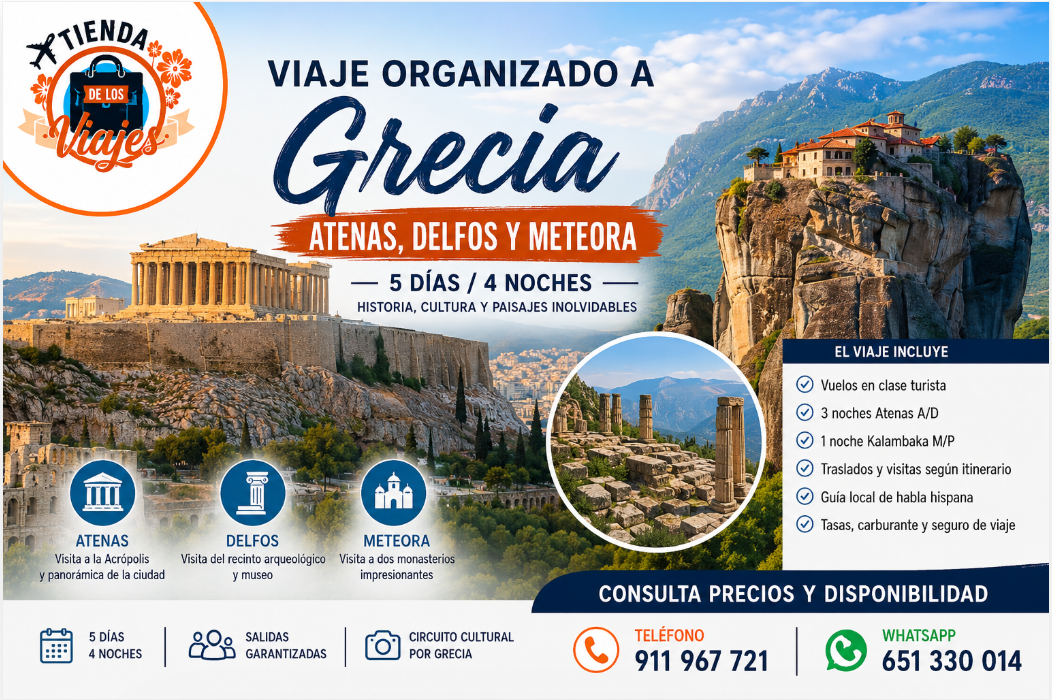Viaje organizado a Grecia: Atenas, Delfos y Meteora en 5 días