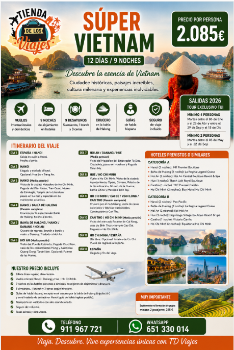Súper Vietnam: Un Viaje Inolvidable por Hanoi, Halong, Hoi An, Hue, Ho Chi Minh y el Delta del Mekong