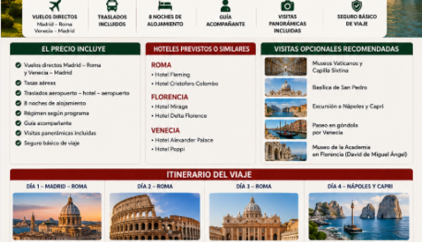 Gran Tour de Italia 9 Días: Roma, Florencia, Siena, Venecia y Capri