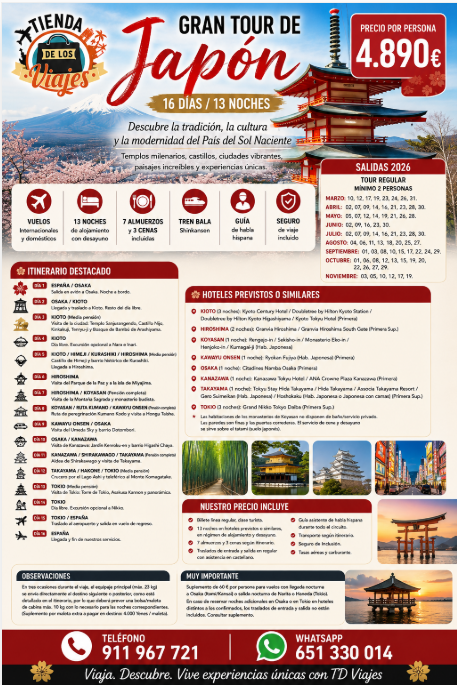 Gran Tour de Japón: 16 Días Descubriendo la Esencia del País del Sol Naciente