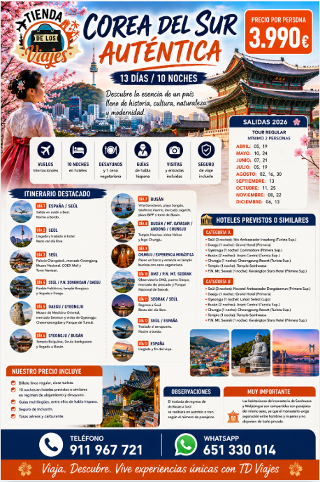 Corea del Sur Auténtica: Un Viaje Inolvidable por Seúl, Busán, Gyeongju y los Templos de Corea