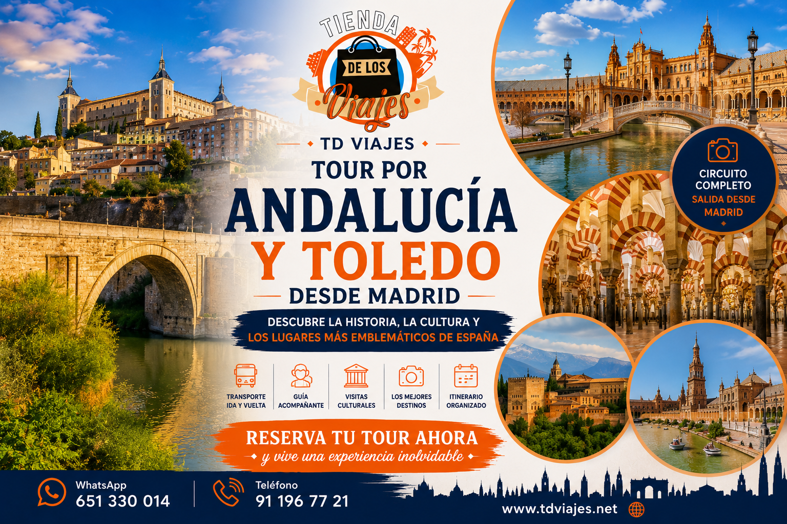 Tour por Andalucía y Toledo desde Madrid: cultura, historia y ciudades imprescindibles
