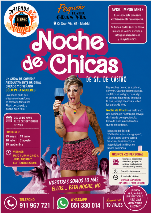 Noche de Chicas en Madrid 2026: la comedia femenina que triunfa en Gran Vía/ GRUPOS +20 PERSONAS