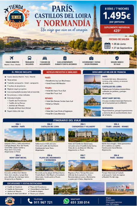 París, Castillos del Loira y Normandía: Un Viaje por la Historia y la Belleza de Francia