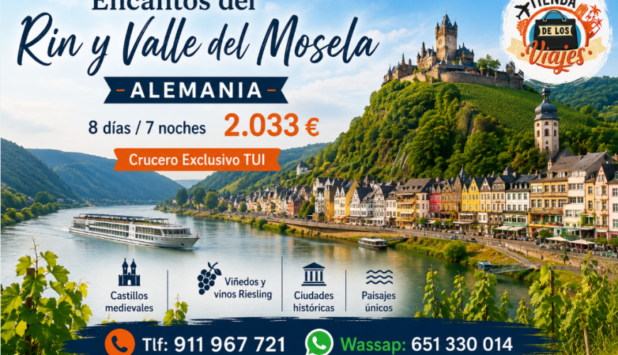 Encantos del Rin y Valle del Mosela 2026: Crucero Fluvial por Alemania con TUI