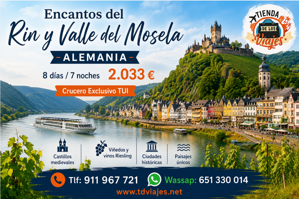 Encantos del Rin y Valle del Mosela 2026: Crucero Fluvial por Alemania con TUI