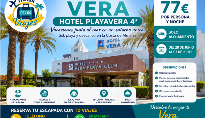 Hotel Playavera en Vera, Costa de Almería: vacaciones junto al mar en Andalucía