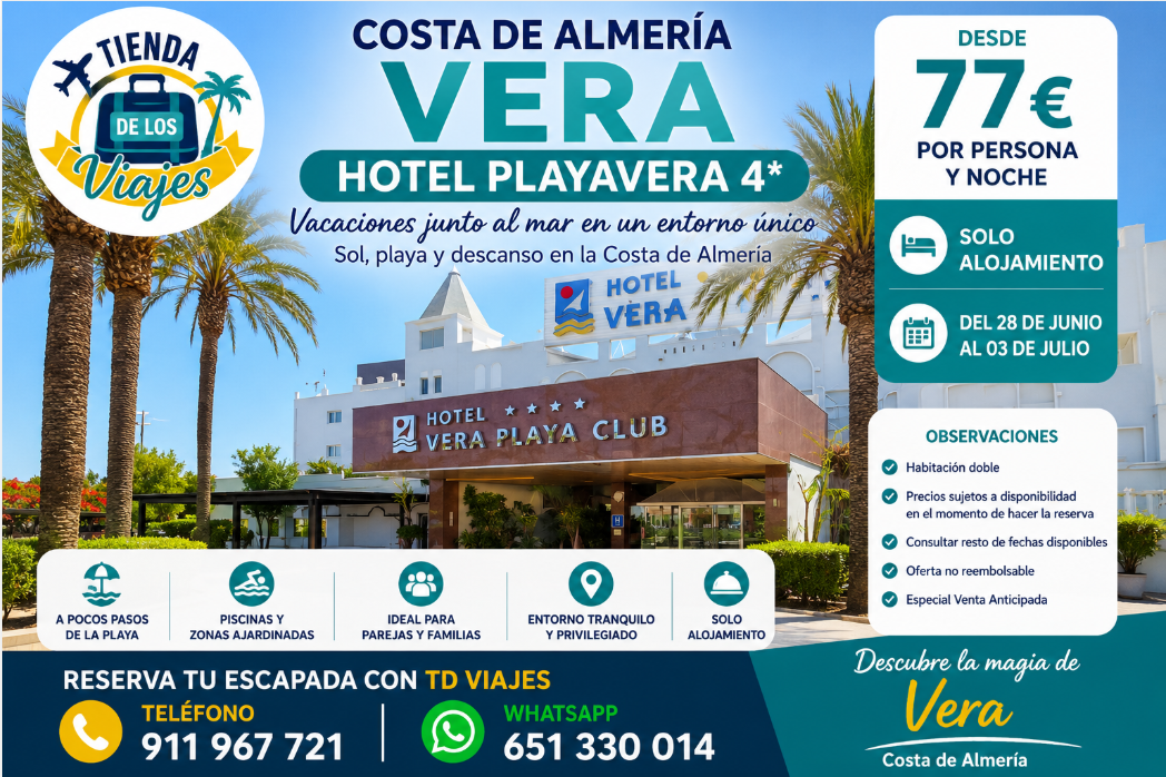 Hotel Playavera en Vera, Costa de Almería: vacaciones junto al mar en Andalucía