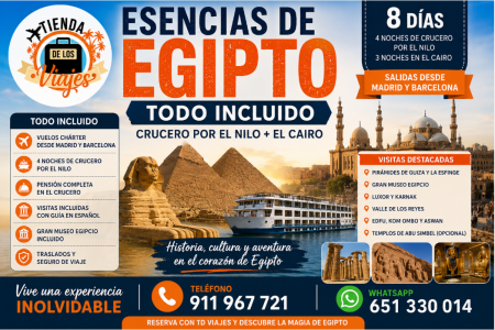 Esencias de Egipto Todo Incluido: descubre el país de los faraones con crucero por el Nilo y El Cairo