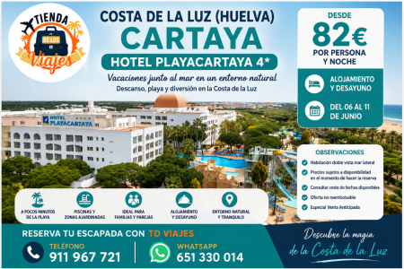 Hotel Playacartaya en Huelva 2026 | Vacaciones en Costa de la Luz con TD Viajes