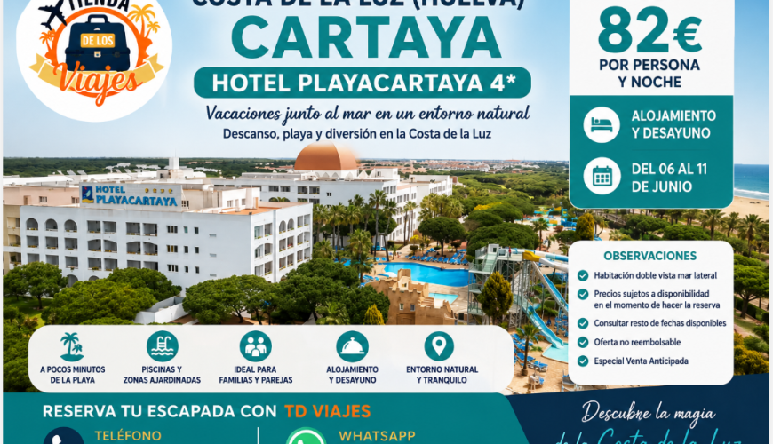 Hotel Playacartaya en Huelva 2026 | Vacaciones en Costa de la Luz con TD Viajes