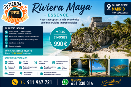 Viaje a Riviera Maya 2026: Vuelo + Hotel + Traslados desde Madrid con TD Viajes