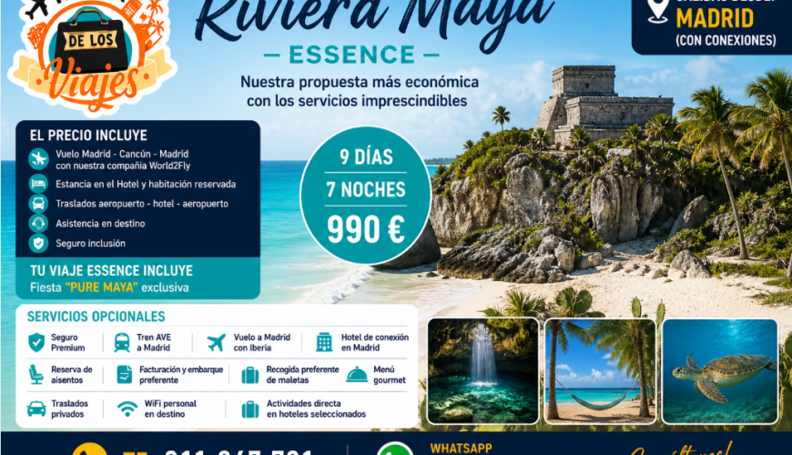 Viaje a Riviera Maya 2026: Vuelo + Hotel + Traslados desde Madrid con TD Viajes