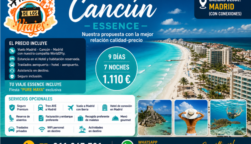 Viaje a Cancún 2026: Vuelo + Hotel + Traslados desde Madrid con TD Viajes
