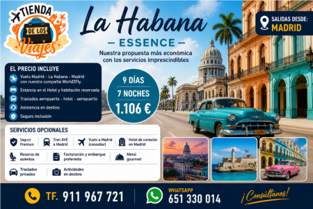 Viaje a La Habana 2026: Vuelo + Hotel + Traslados desde Madrid con TD Viajes