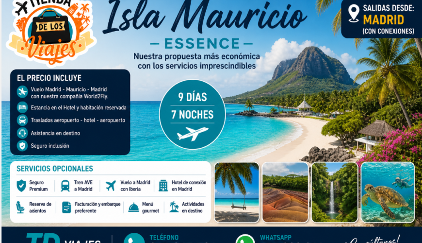 Viaje a Isla Mauricio desde Madrid 2026 | Vuelo + Hotel + Traslados | TD Viajes