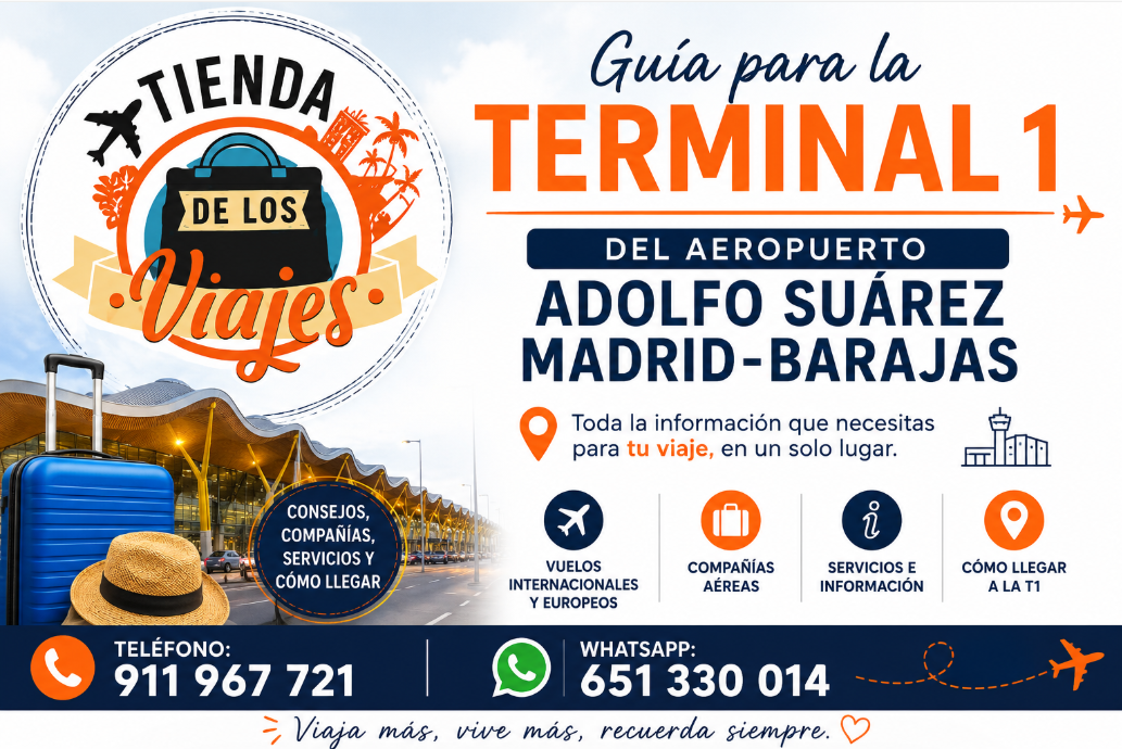 Guia para la  Terminal 1 del Aeropuerto de Madrid-Barajas con TD Viajes