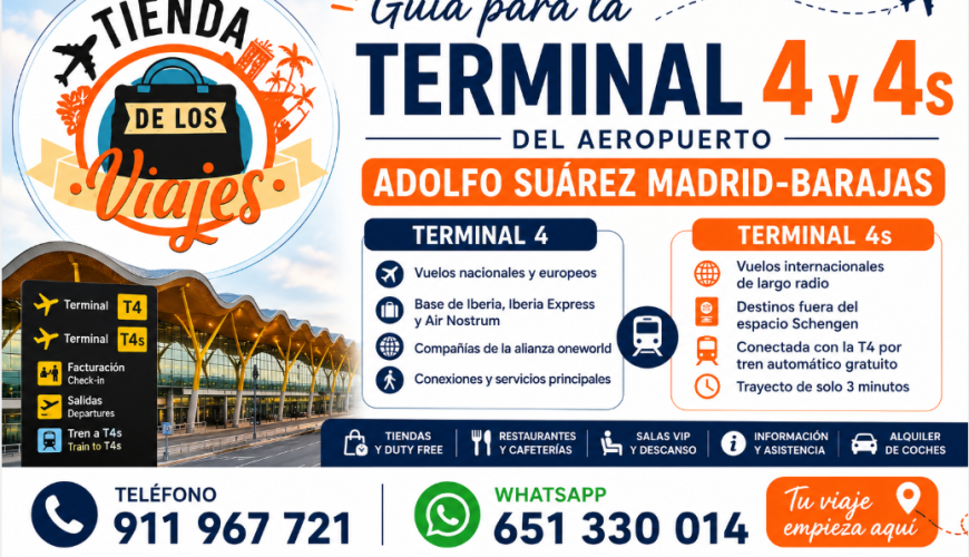 Guia para la Terminal 4 y T4S del Aeropuerto de Madrid-Barajas con TD viajes