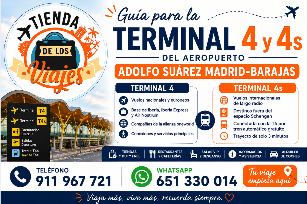 Guia para la Terminal 4 y T4S del Aeropuerto de Madrid-Barajas con TD viajes